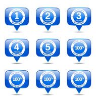 Warranty Guarantee Seal Square Vector Blue Icon Design Set N2