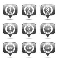 Warranty Guarantee Seal Square Vector Black Button Icon Design Set N2
