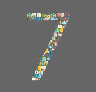Seven number social network with media icons vector illustratio