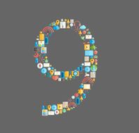 Nine number social network with media icons vector illustration