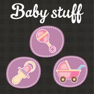 Set of baby stickers and icons