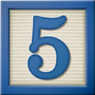 3d blue number block 5