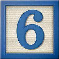 3d blue number block 6