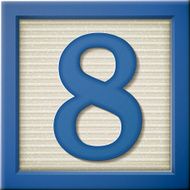 3d blue number block 8