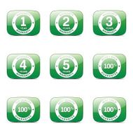 Warranty Guarantee Seal Square Vector Green Icon Design Set N4