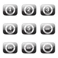 Warranty Guarantee Seal Square Vector Black Button Icon Design Set N4