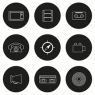 Set of flat icons on retro theme
