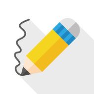 pencil flat icon with long shadow