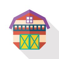 barn flat icon with long shadow N2
