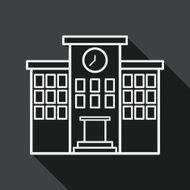 Building school flat icon with long shadow line N2