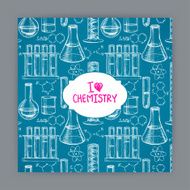 card with the chemical flasks