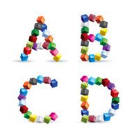 Four letters made of colored blocks