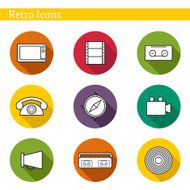 Set of flat icons on retro theme N3