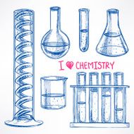 set with the chemical flasks