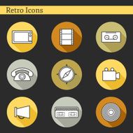 Set of flat icons on retro theme N4