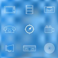 Set of thin icons on retro theme