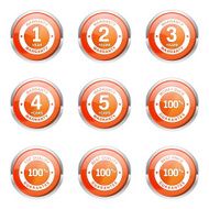 Warranty Guarantee Seal Orange Vector Button Icon Design Set N4