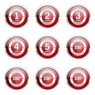 Warranty Guarantee Seal Red Vector Button Icon Design Set N4