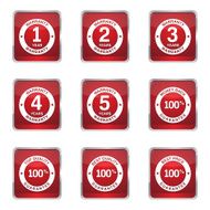 Warranty Guarantee Seal Square Vector Red Icon Design Set N5