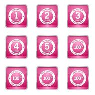 Warranty Guarantee Seal Square Vector Pink Icon Design Set N5