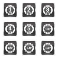 Warranty Guarantee Seal Square Vector Black Button Icon Design Set N5