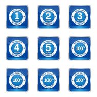 Warranty Guarantee Seal Square Vector Blue Icon Design Set N5