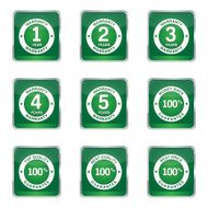 Warranty Guarantee Seal Square Vector Green Icon Design Set N5