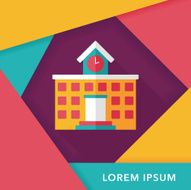 Building school flat icon with long shadow eps10 N30