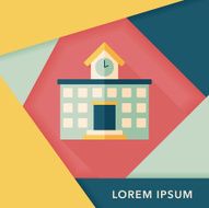 Building school flat icon with long shadow eps10 N31