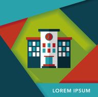 Building school flat icon with long shadow eps10 N35