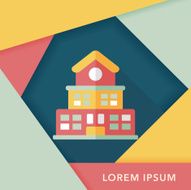 Building school flat icon with long shadow eps10 N38