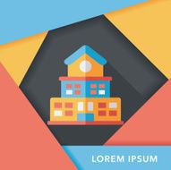 Building school flat icon with long shadow eps10 N40