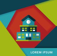 Building school flat icon with long shadow eps10 N41