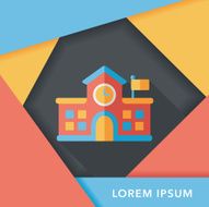 Building school flat icon with long shadow eps10 N44