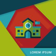Building school flat icon with long shadow eps10 N45
