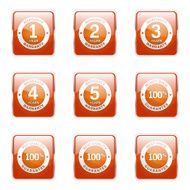 Warranty Guarantee Seal Square Vector Orange Icon Design Set N6