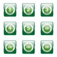 Warranty Guarantee Seal Square Vector Green Icon Design Set N6