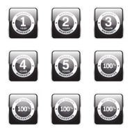 Warranty Guarantee Seal Square Vector Black Button Icon Design Set N6