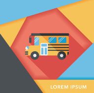 School Bus flat icon with long shadow eps10 N7