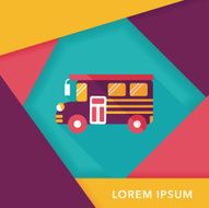 School Bus flat icon with long shadow eps10 N8