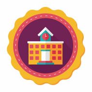 Building school flat icon with long shadow eps10 N53
