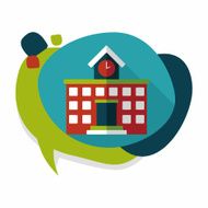 Building school flat icon with long shadow eps10 N65