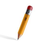 wooden pencil with eraser isolated on white background