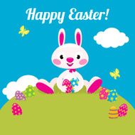 Easter bunny and colored eggs