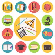 Back to school vector icons set flat design illustration N2