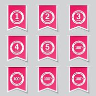 Warranty Guarantee Seal Label Vector Pink Icon Design Set