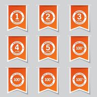 Warranty Guarantee Seal Label Vector Orange Icon Design Set