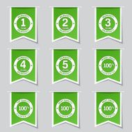 Warranty Guarantee Seal Label Vector Green Icon Design Set