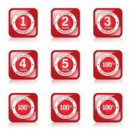 Warranty Guarantee Seal Square Vector Red Icon Design Set N7