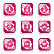 Warranty Guarantee Seal Square Vector Pink Icon Design Set N7